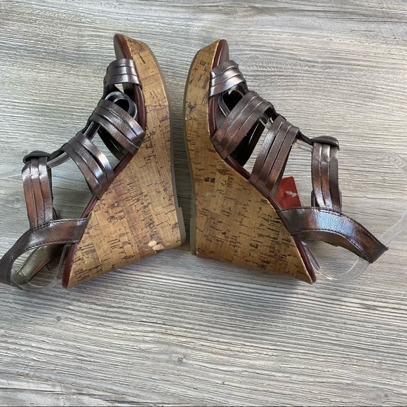 NWT Mossimo waylon cute pewter colored strappy caged wedge cork sandal Size 8.5 - Picture 6 of 14